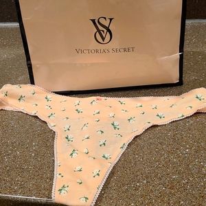 Victoria's Secret Thong Pink and Green Panty XL NWT 100% Cotton